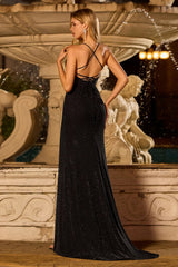 Glitter Black Mermaid Prom Dress with Slit