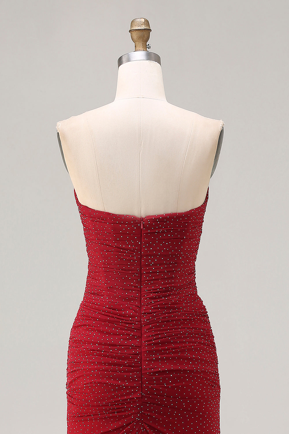 Beaded Strapless Mermaid Red Prom Dress