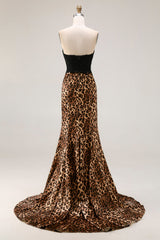 Mermaid Sweetheart Brown Leopard Prom Dress