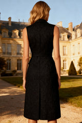 Black Double Breasted Peak Lapel Midi Blazer Dress