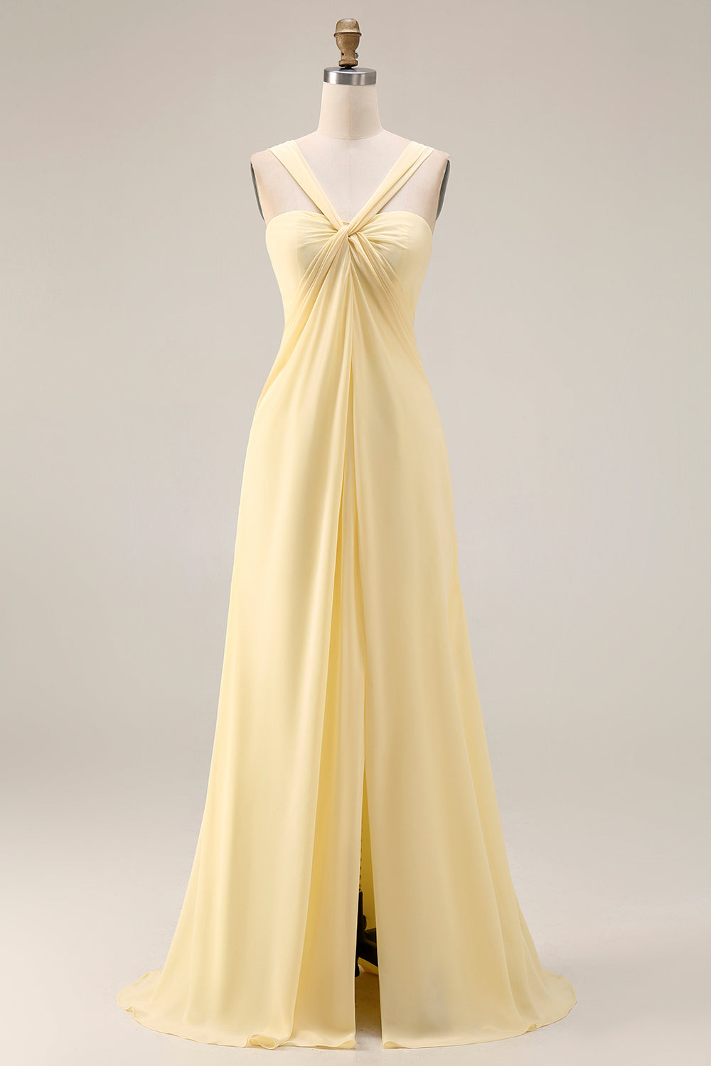 One Shoulder Lemon Sorbet A Line Prom Dress