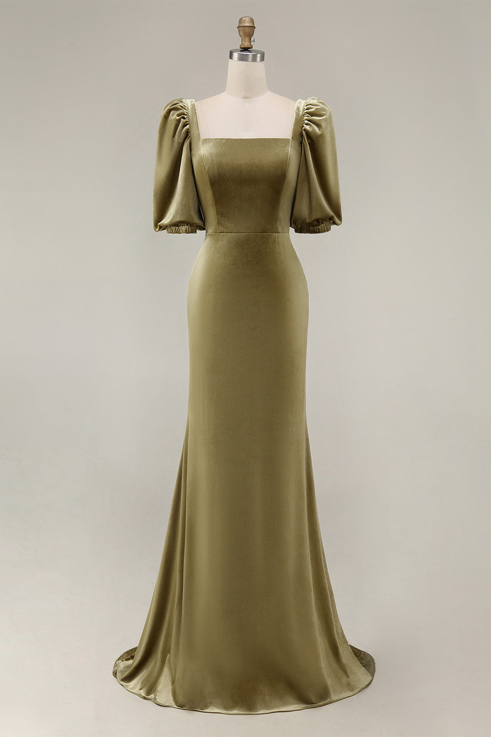 Navy Velvet Mermaid Square Neck Maxi Holiday Party Dress