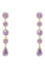 Purple Teardrop Rhinestone Dangle Earrings