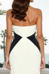 White Halter Sheath Satin Maxi Formal Dress
