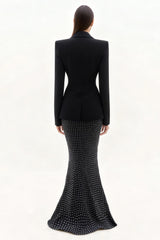 Black Notched Lapel Mermaid Single Breasted Women Suits