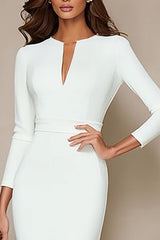 Black Bodycon 3/4 Sleeve Midi Work Dress