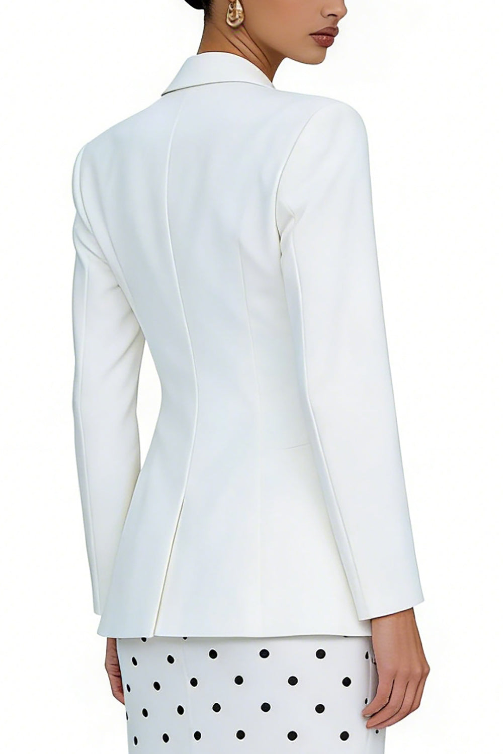 Peaked Lapel 2 Piece Ivory Polka Dot Women Suits