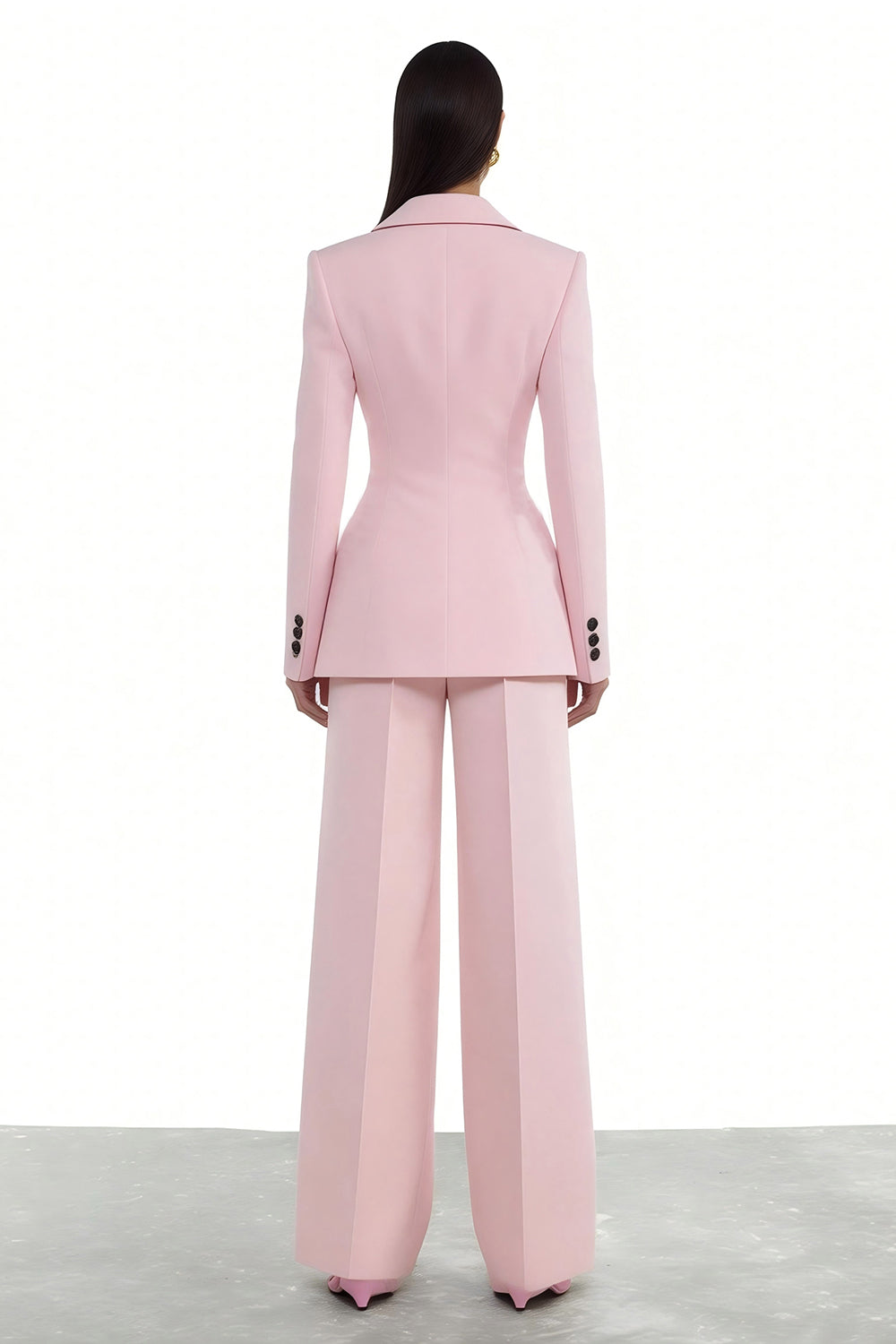 Peaked Lapel 2 Piece Light Pink Single Buckle Women Suits