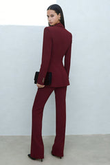Shawl Lapel 2 Piece Burgundy Slim Fit Women Suits