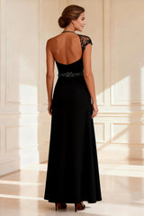 Halter Black A Line Mother of the Bride Dress