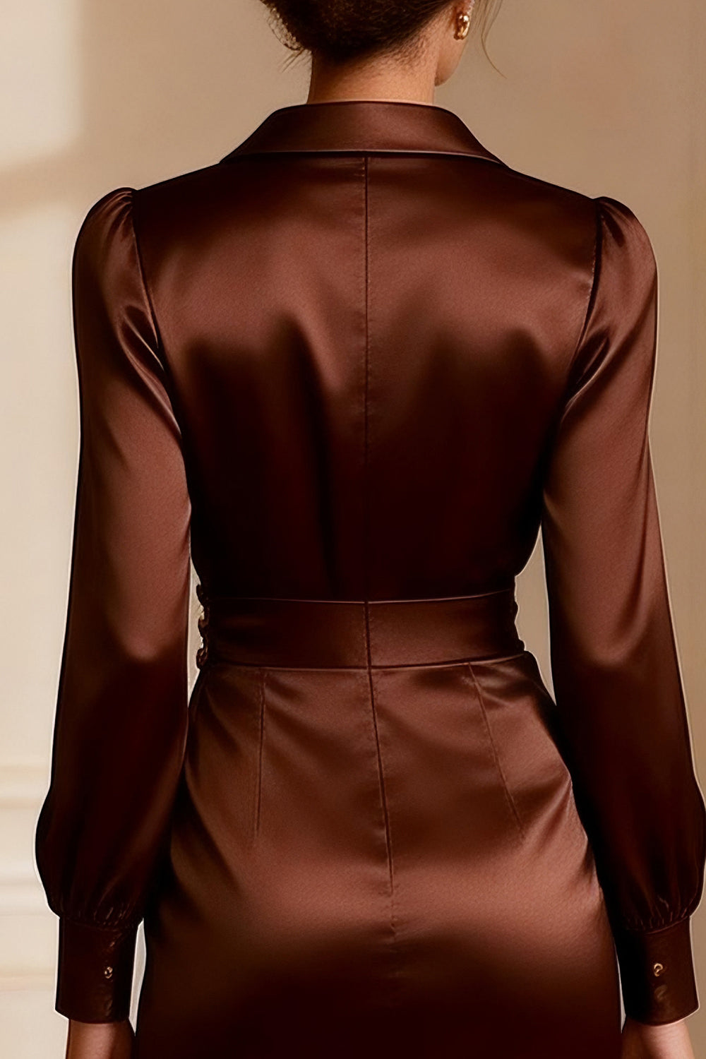 Long Sleeve Bodycon Chocolate Mother of the Bride Dress