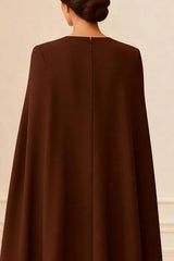 Chocolate A Line Midi Mother of the Bride Dress with Shawl