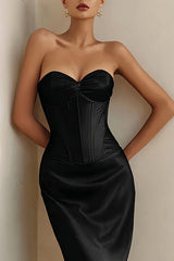 Sweetheart Corset Mermaid Black Tie Dress