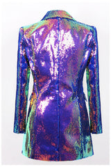 Sparkly Purple Notched Lapel Prom Blazer