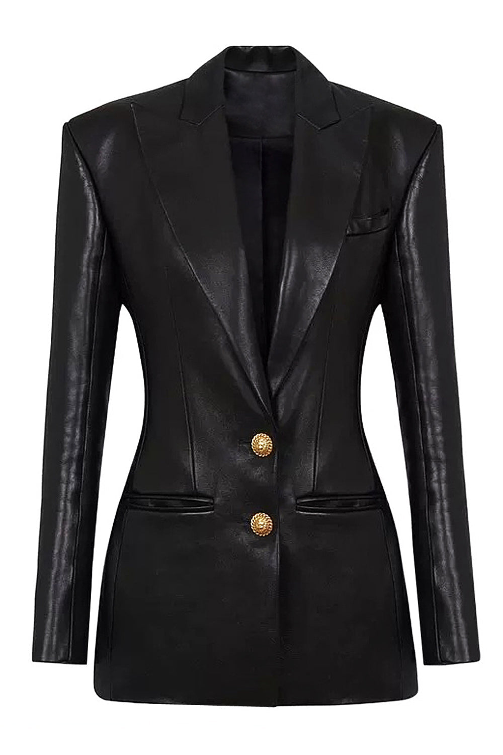 Black Peak Lapel Women Leather Jacket