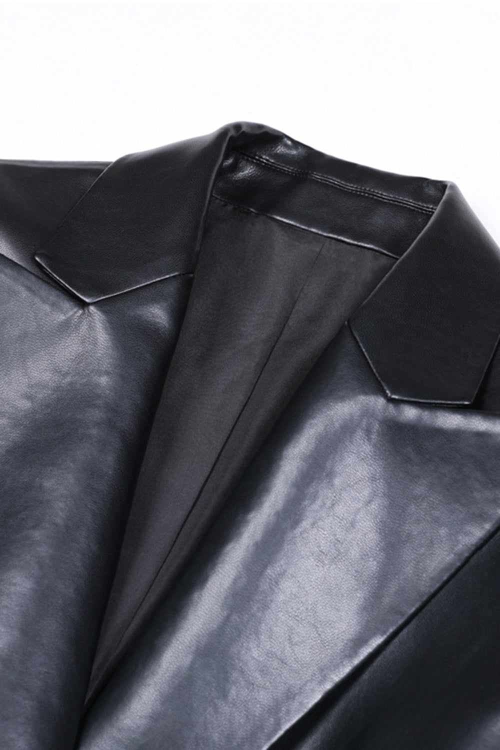 Black Peak Lapel Women Leather Jacket