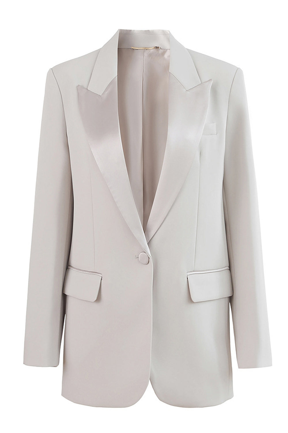 Black Peak Lapel One Button Women Business Blazer