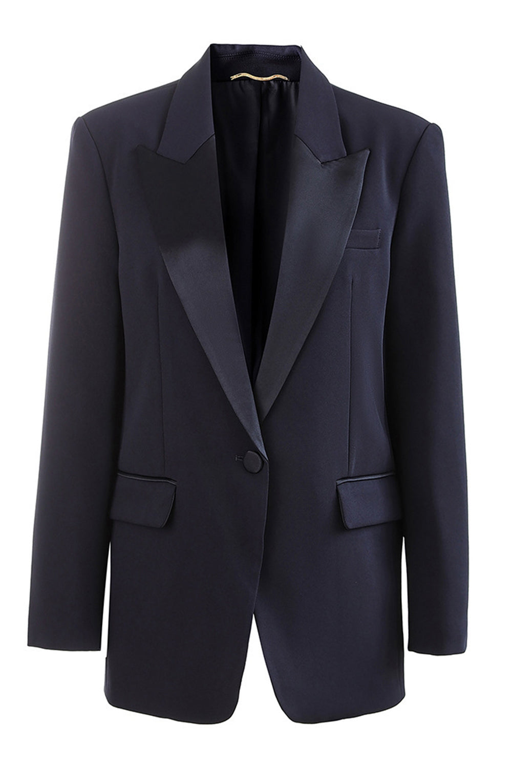 Black Peak Lapel One Button Women Business Blazer