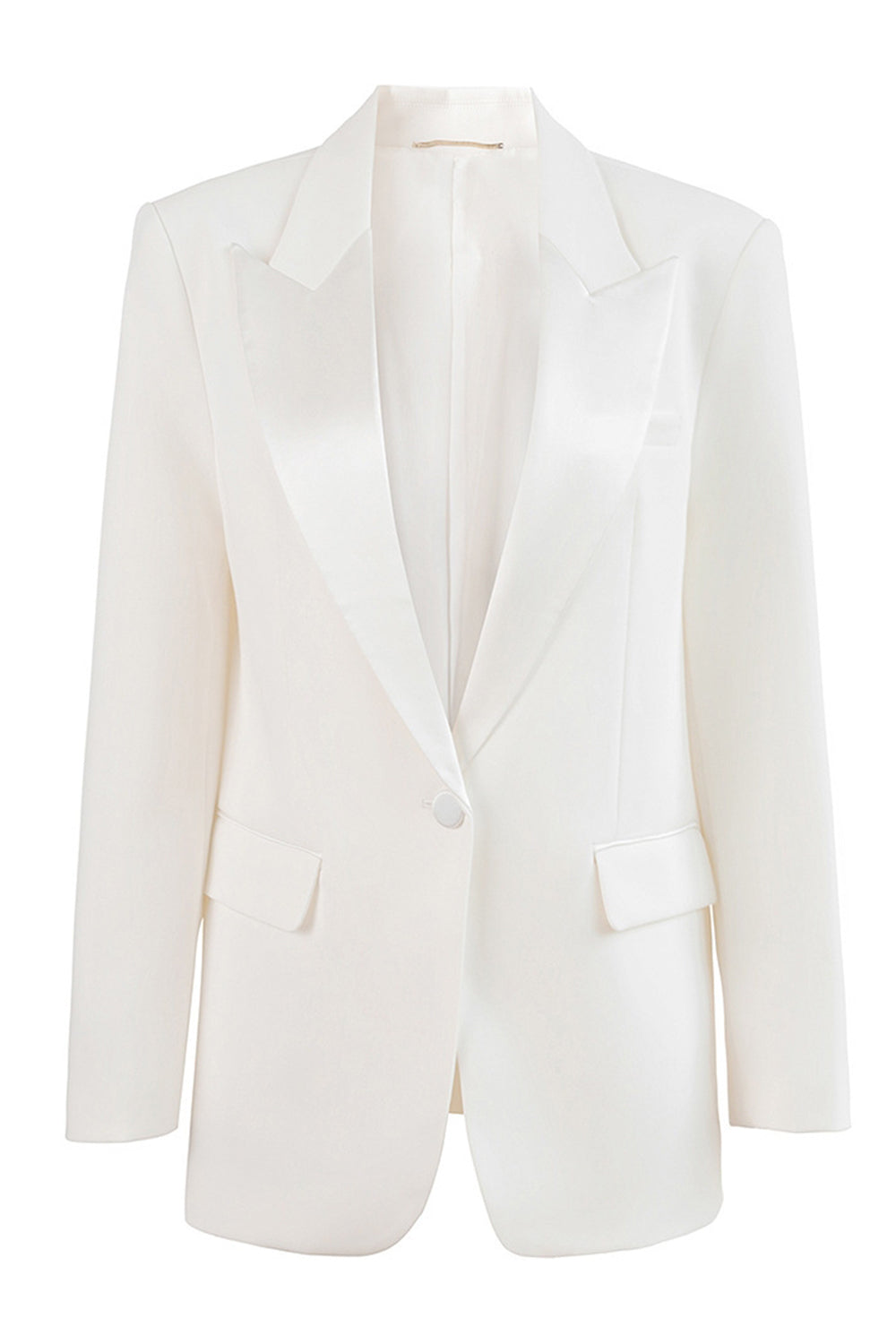 Black Peak Lapel One Button Women Business Blazer
