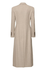 Kahki Sheath Peak Lapel Long Women Trench Coat