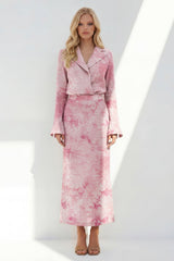 Pink 2 Piece Notched Lapel A Line Women's Linen Suits