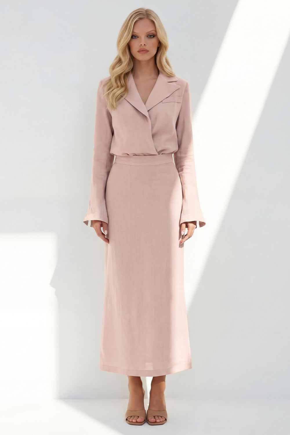 Notched Lapel Yellow 2 Piece A Line Women's Linen Suits