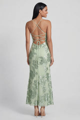 Mermaid Sequin Appliqued Sage Green Wedding Guest Dress
