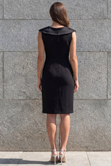 Black Appliqued Ruched Ruffled Bodycon Cocktail Dress