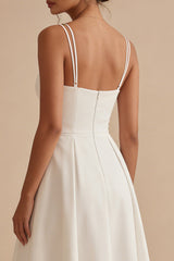 A Line White Midi Engagement Dress