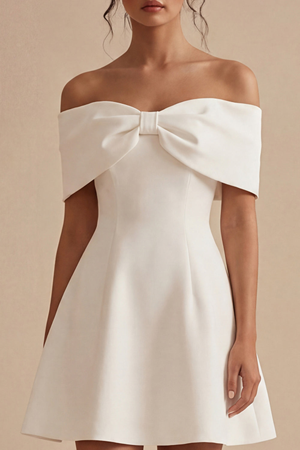 Off the Shoulder A Line Mini White Engagement Dress