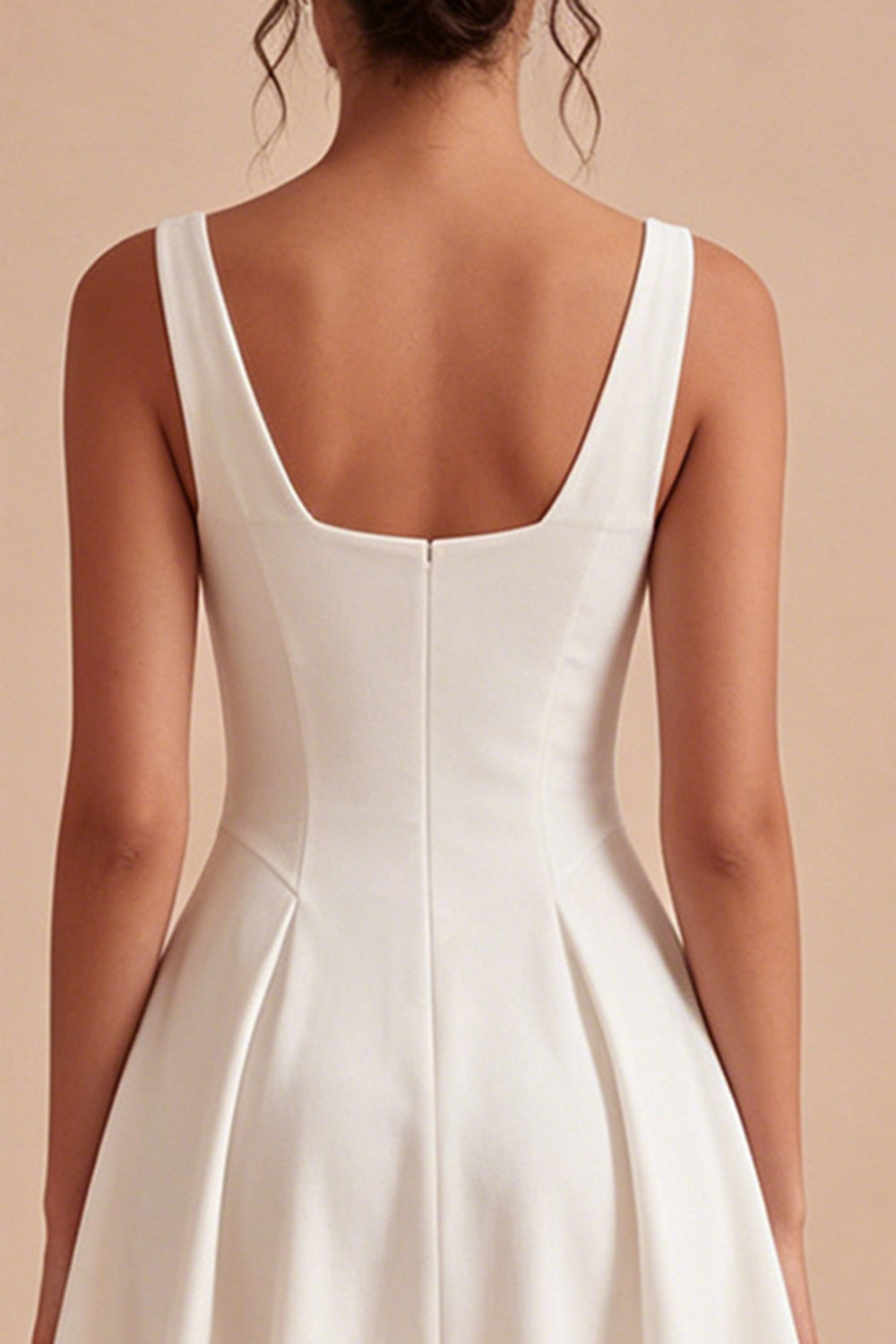 Cowl Neck A Line Pleated Satin Mini White Dress