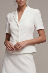 White Notched Lapel 2 Piece Bodycon Mini Work Dress