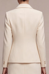 Ivory Notched Lapel Bodycon 2 Piece Mini Work Dress