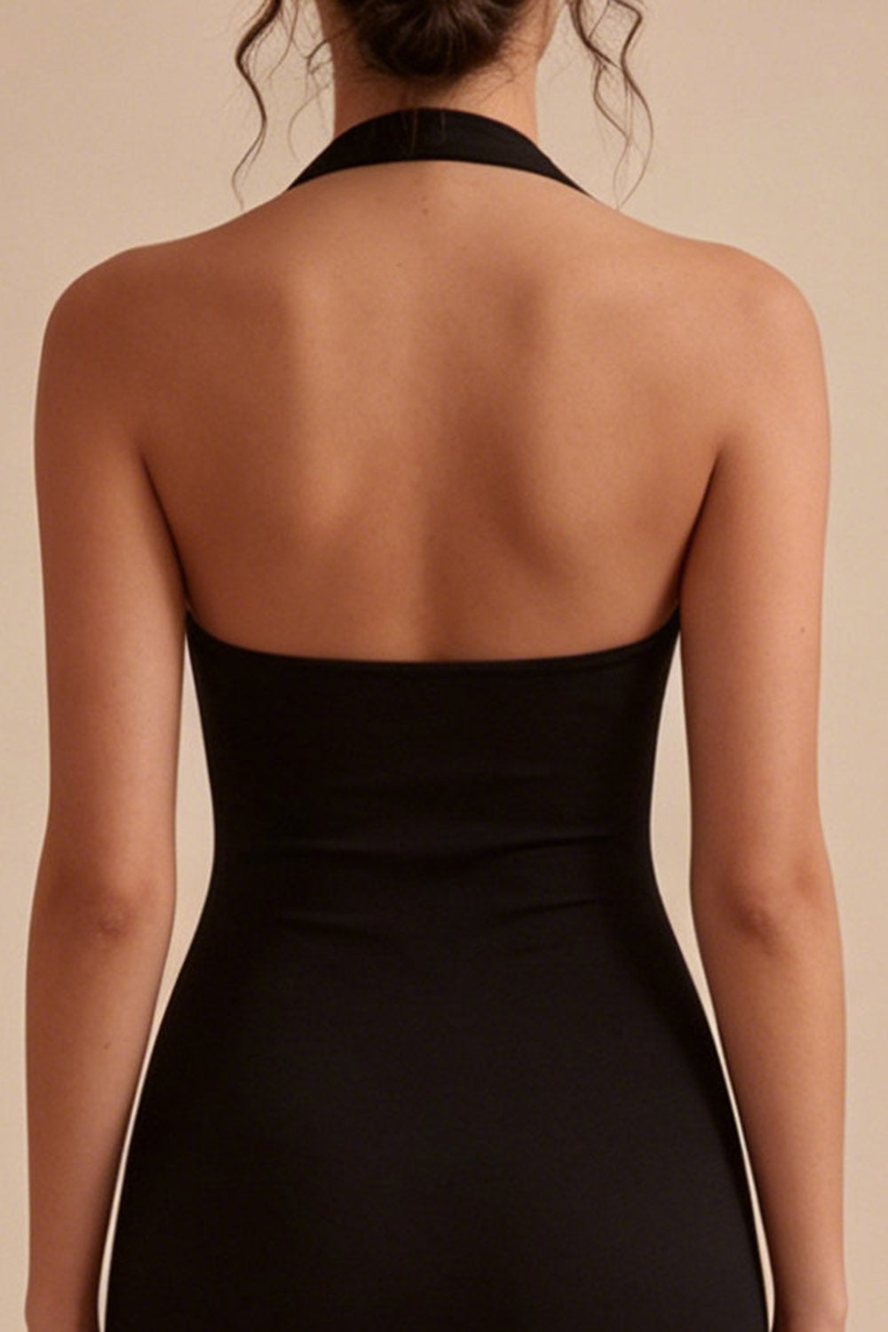 Black Halter Bodycon Mini Dress