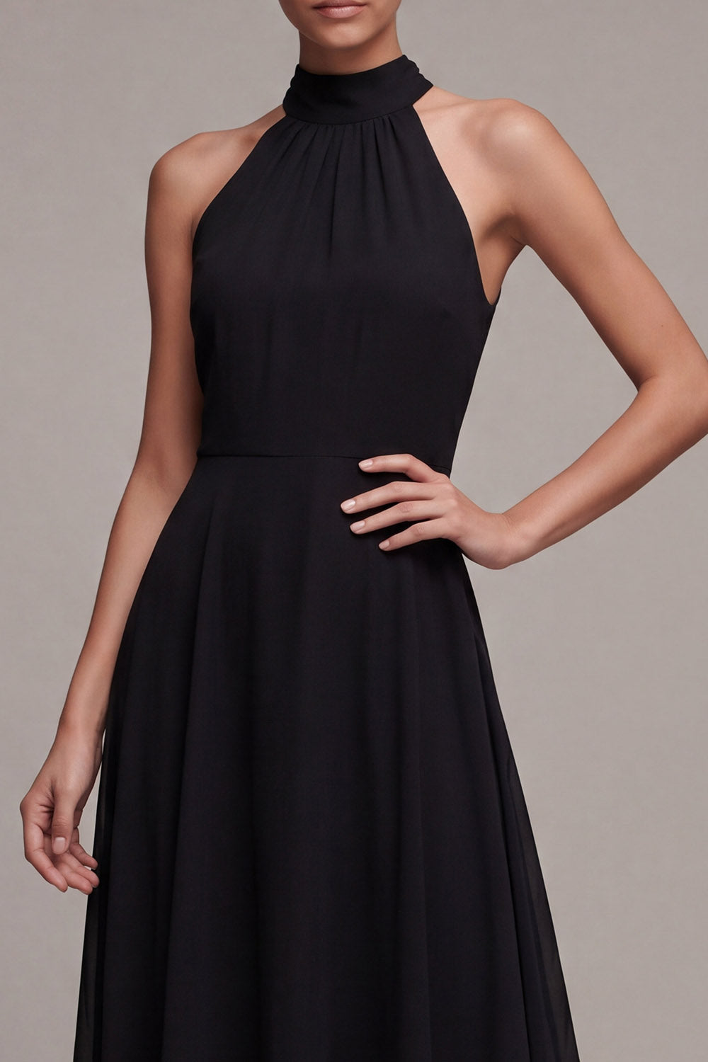 Halter Black A Line Maxi Formal Dress