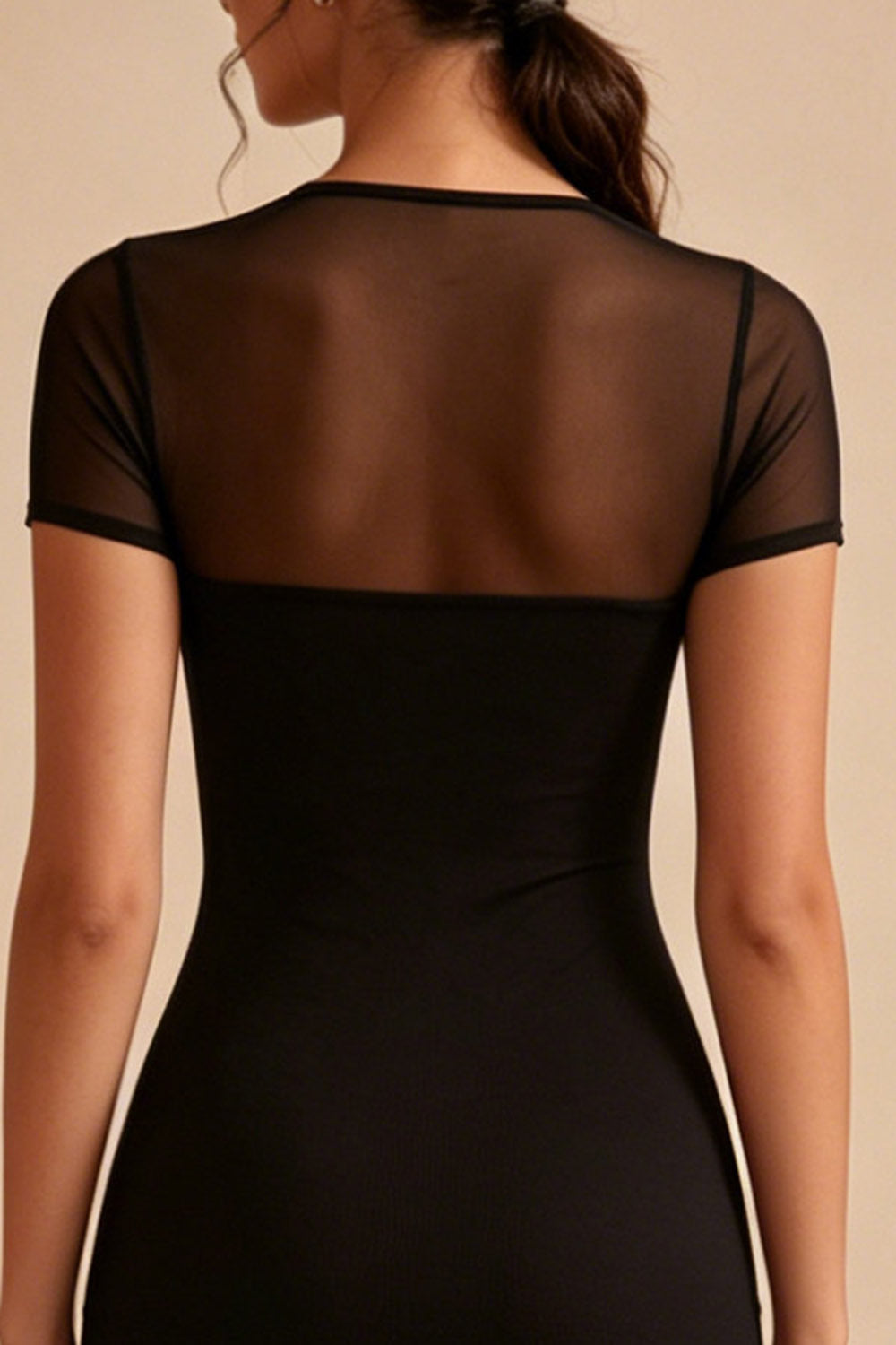 Black Bodycon Mini Dress with Short Sleeves