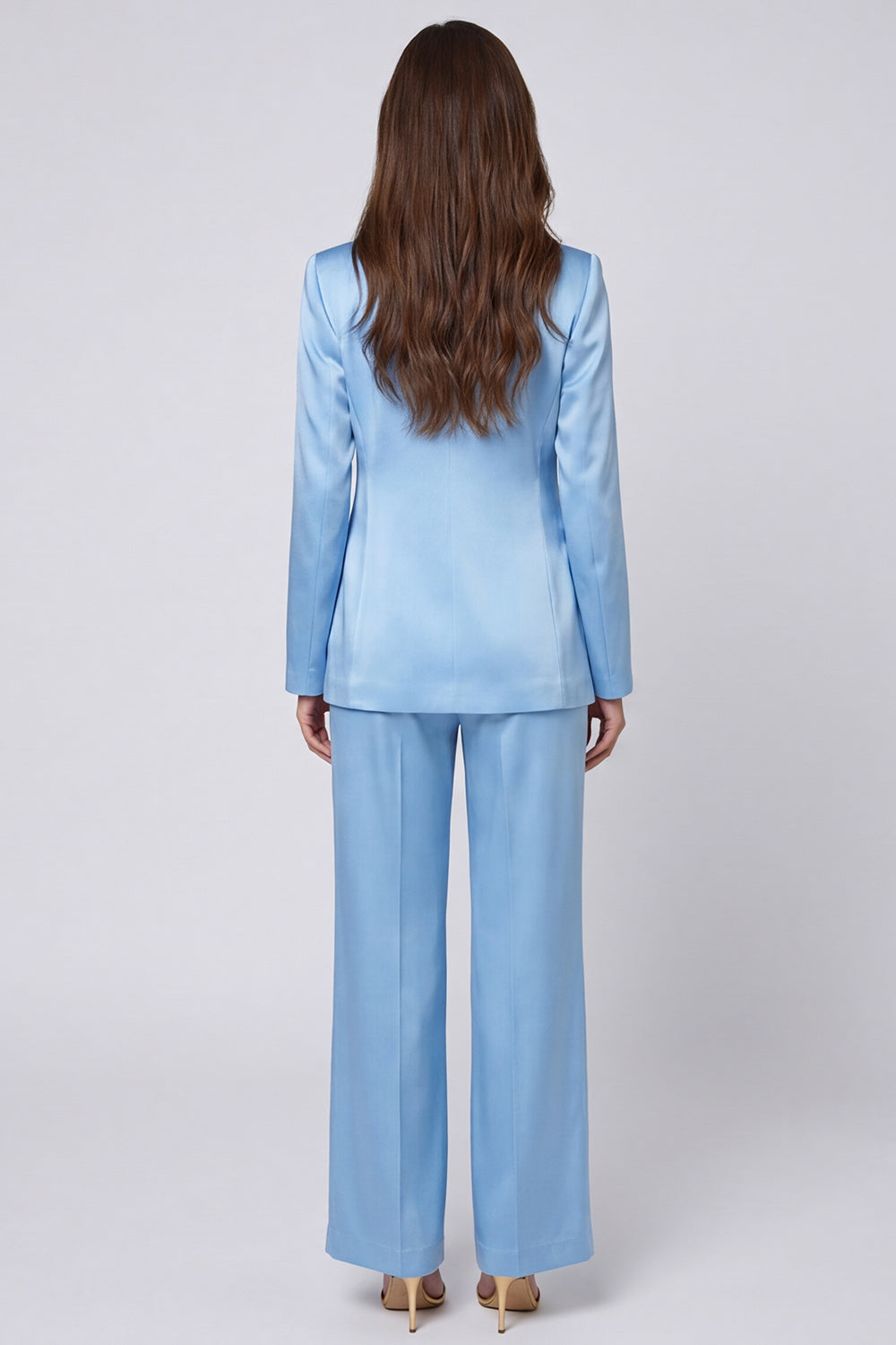 Shawl Lapel Light Blue 2 Piece Single Buckle Women's Suits