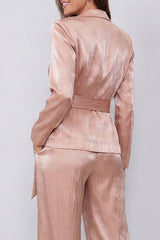 Peaked Lapel Dusty Rose 2 Piece Women's Suits with Sash