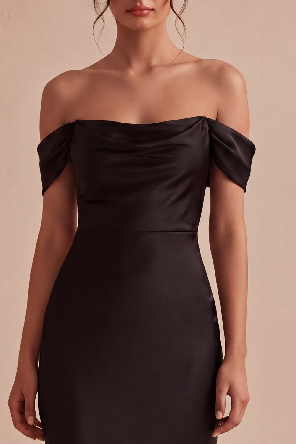 Off the Shoulder Mermaid Satin Black Formal Dress