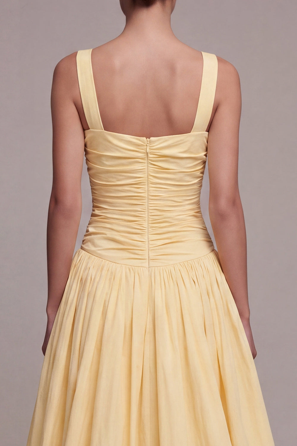 Daffodil A Line Ruched Pleated Maxi Formal Dress with Slit