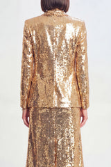Golden 3-Piece Peaked Lapel Sparkly Women Suits
