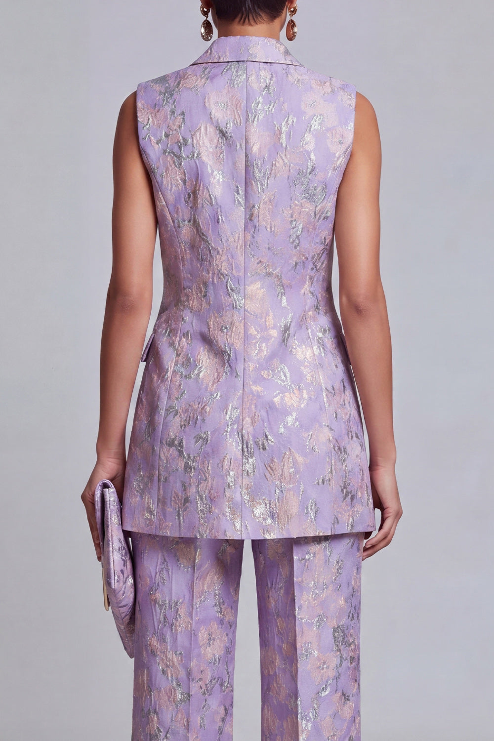 Dusty Blue Jacquard Peak Lapel 2-Piece Women Suits