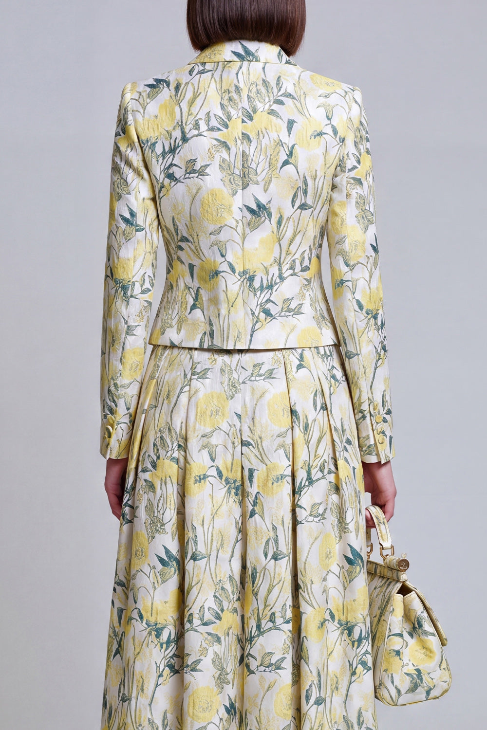 Ivory Yellow Flower Peak Lapel 2-Piece Women Suits