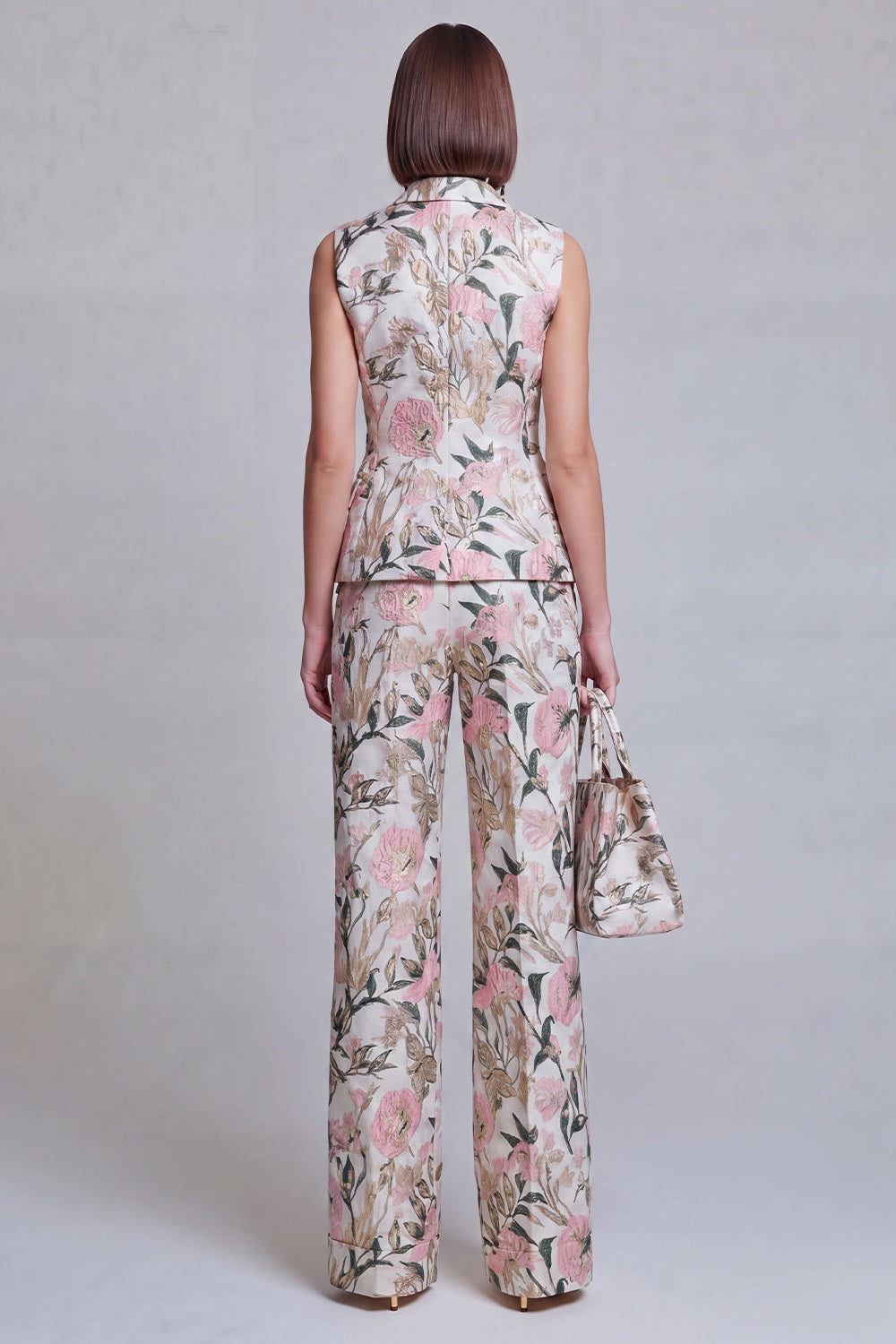 Grey Blue Flower Peak Lapel 2-Piece Women Suits