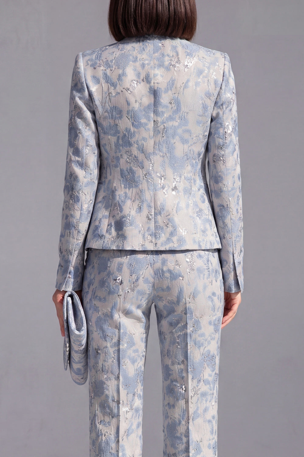 Dusty Green 3-Piece Jacquard Women Suits