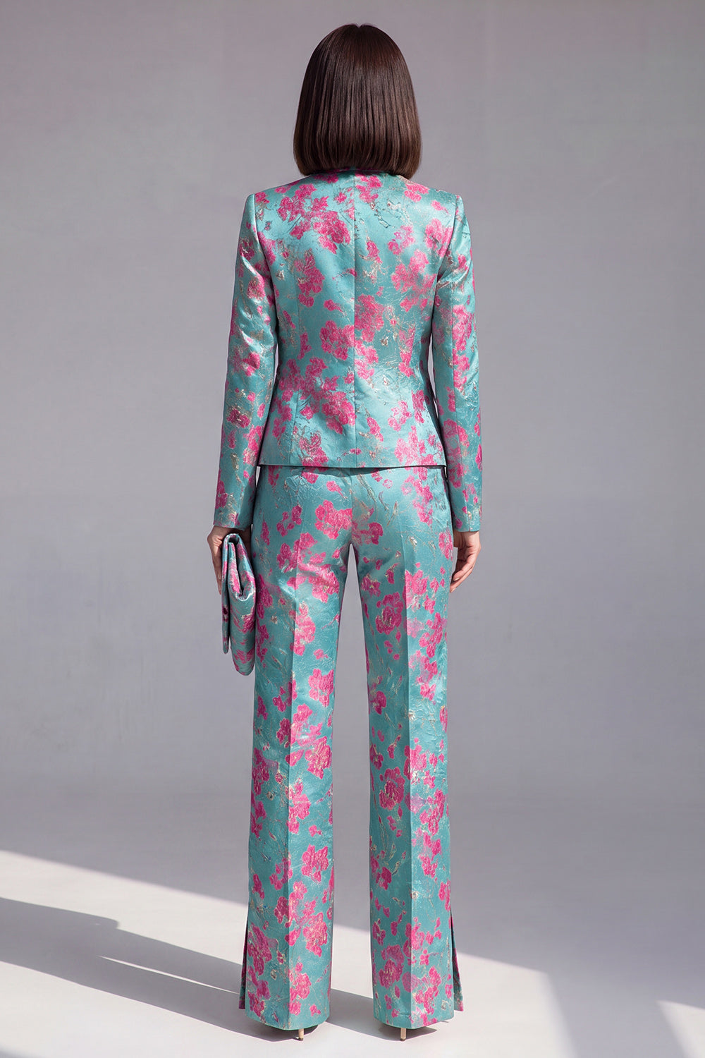 Dusty Green 3-Piece Jacquard Women Suits
