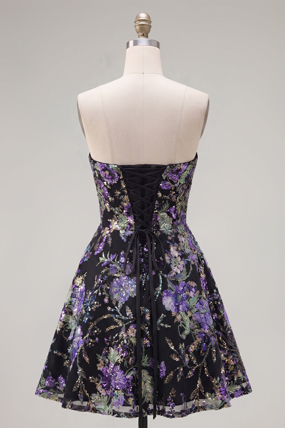 Sweetheart Pink A-Line Sequin Floral Homecoming Dress