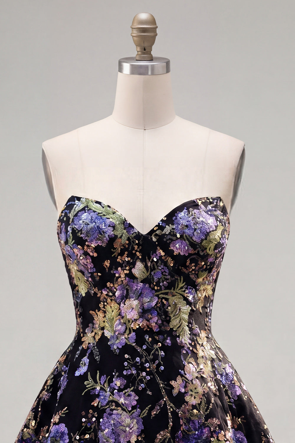 Sweetheart Pink A-Line Sequin Floral Homecoming Dress