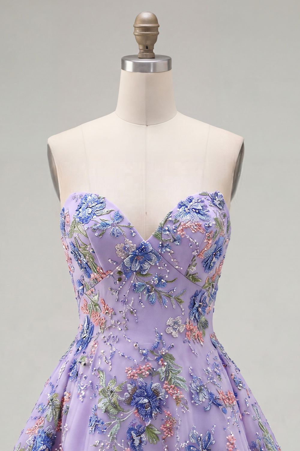 Sweetheart Pink A-Line Sequin Floral Homecoming Dress
