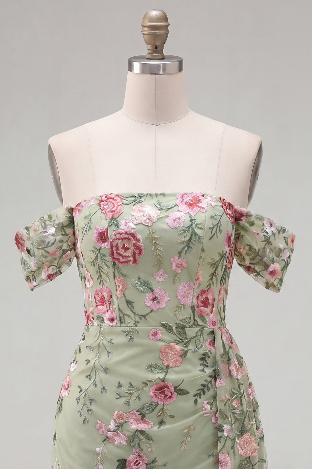 Off the Shoulder Bodycon Floral Black Homecoming Dress with Sash